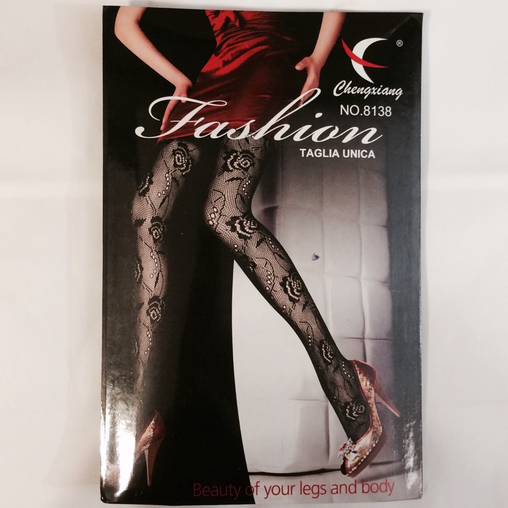 Sexy black floral lace luxury tights pantyhose